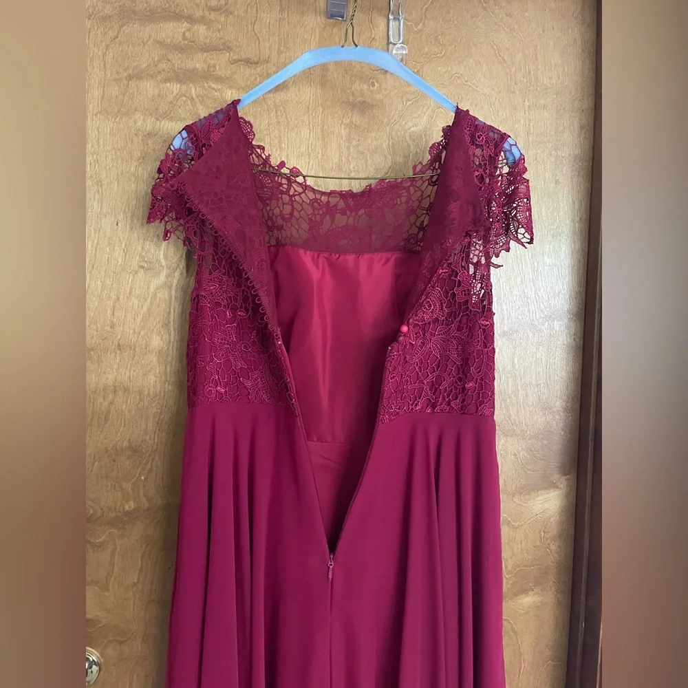 JJshouse Bridesmaid Dress Burgundy 16W - Picture 4 of 8